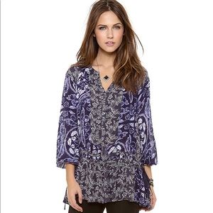 Free people blue floral indigo tunic